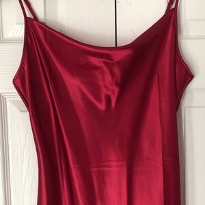 Red Satin Midi Dress